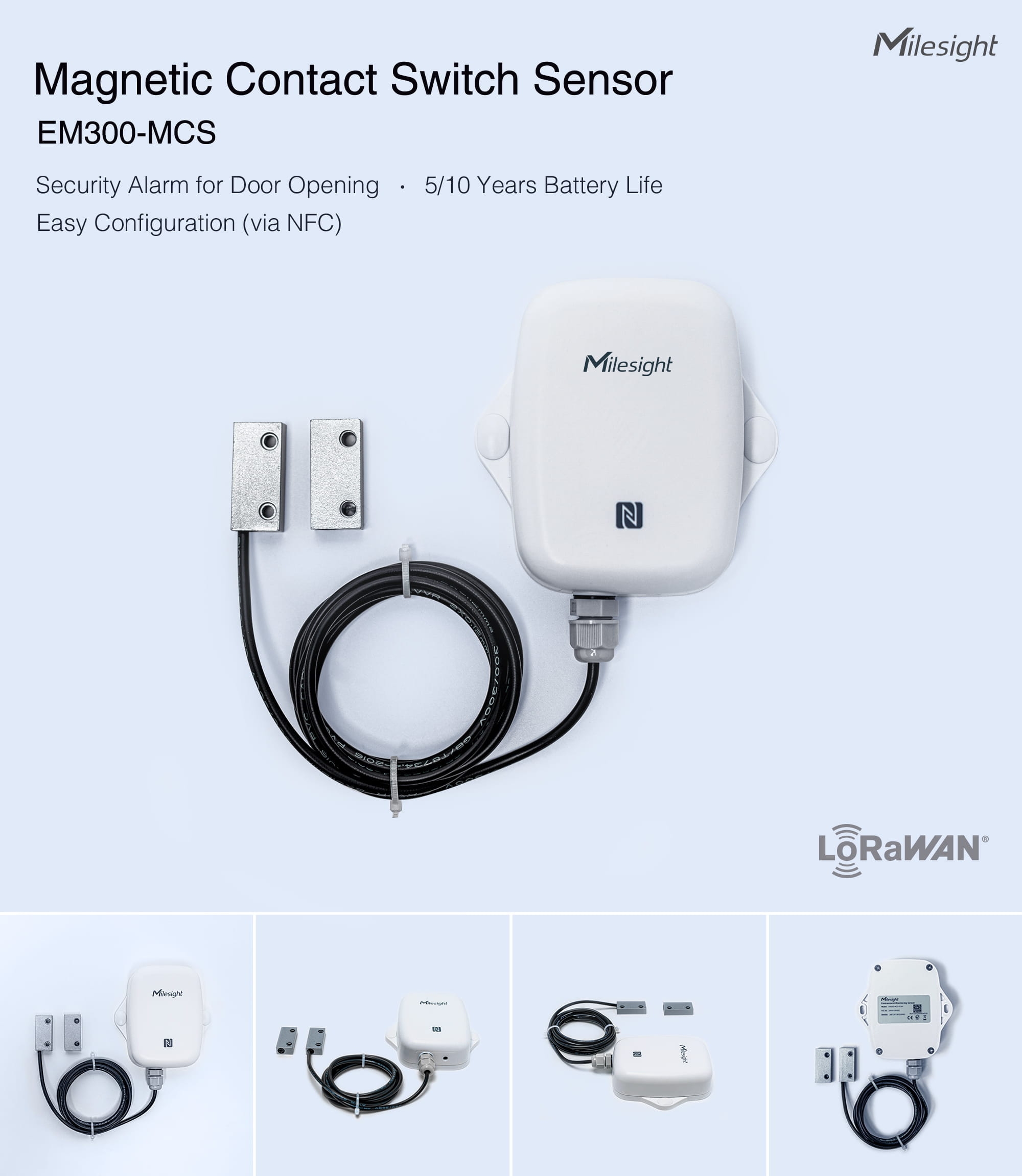 Milesight EM300-MCS-868M Temp/Humidity sensor with Magnetic Contact Switch Sensor